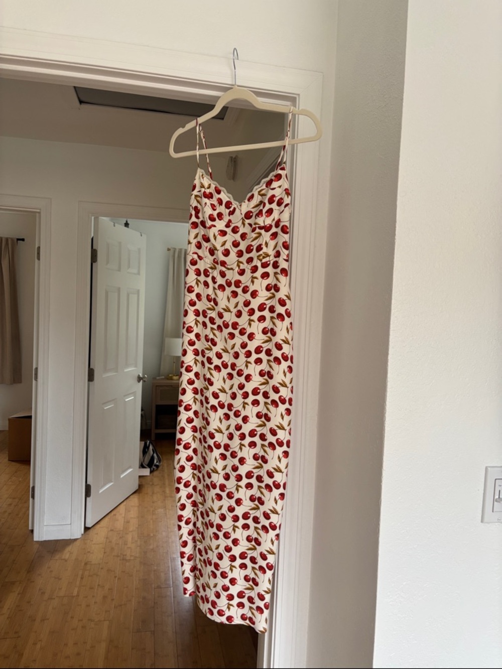 Reformation Red and White Midi Dress